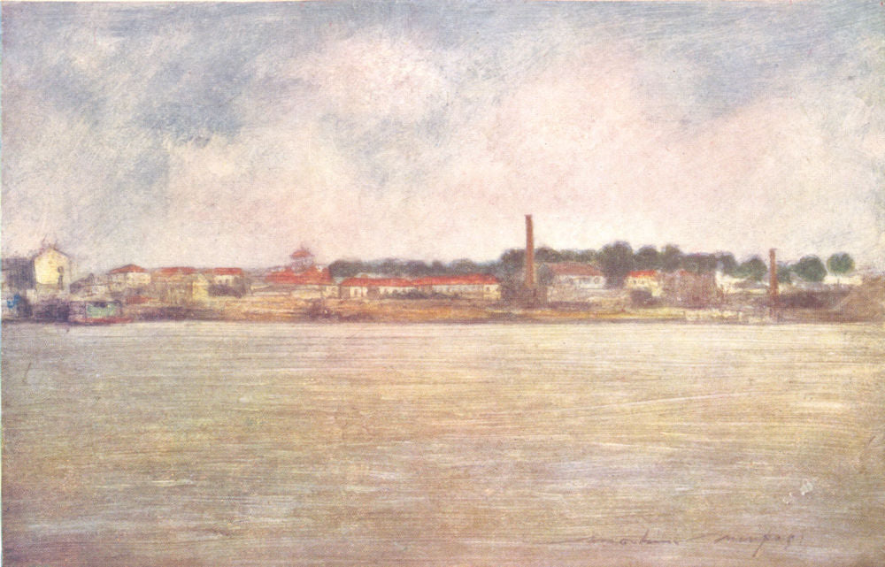 PARIS. Factories on the Seine 1909 old antique vintage print picture